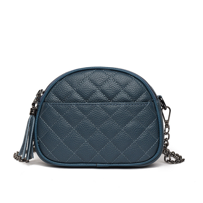 Luxury Leather Oval Crossbody Bag