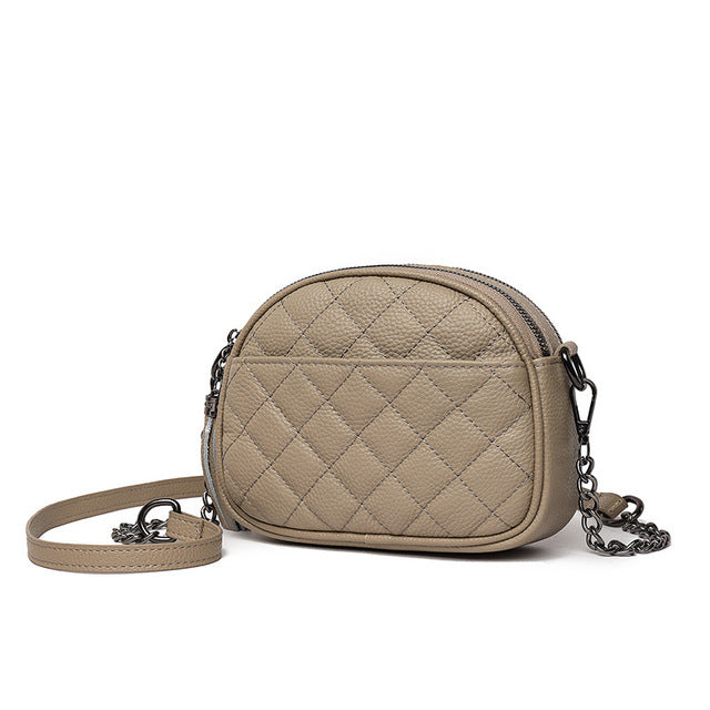 Luxury Leather Oval Crossbody Bag