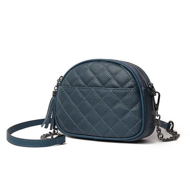 Luxury Leather Oval Crossbody Bag