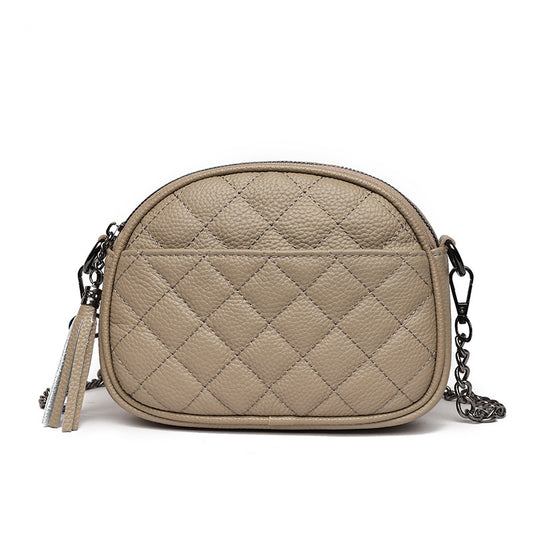 Luxury Leather Oval Crossbody Bag