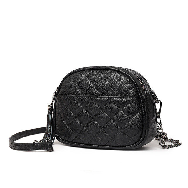 Luxury Leather Oval Crossbody Bag