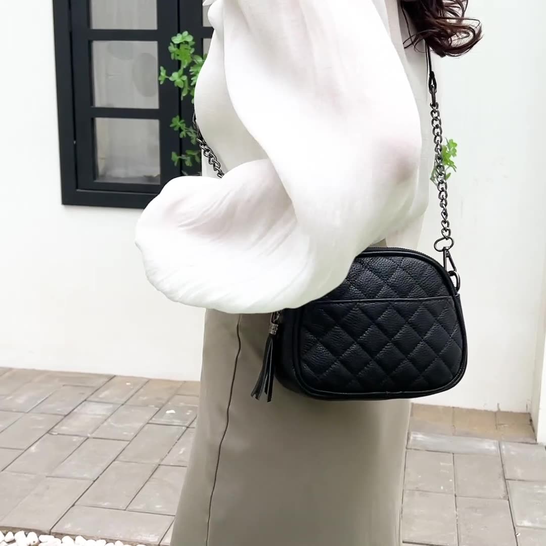 Luxury Leather Oval Crossbody Bag